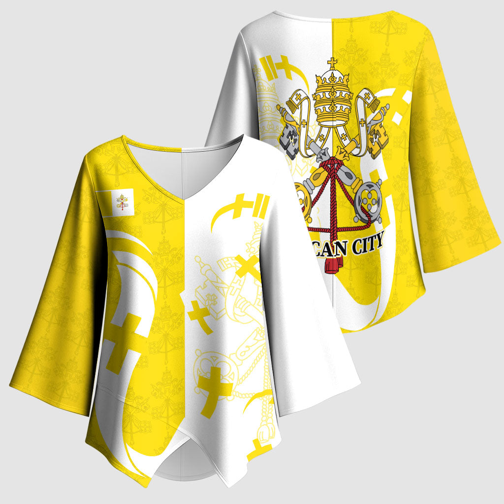 Coat Of Arms Flag of Vatican City Kimono Sleeve Blouse Catholic Cross Heritage Symbol