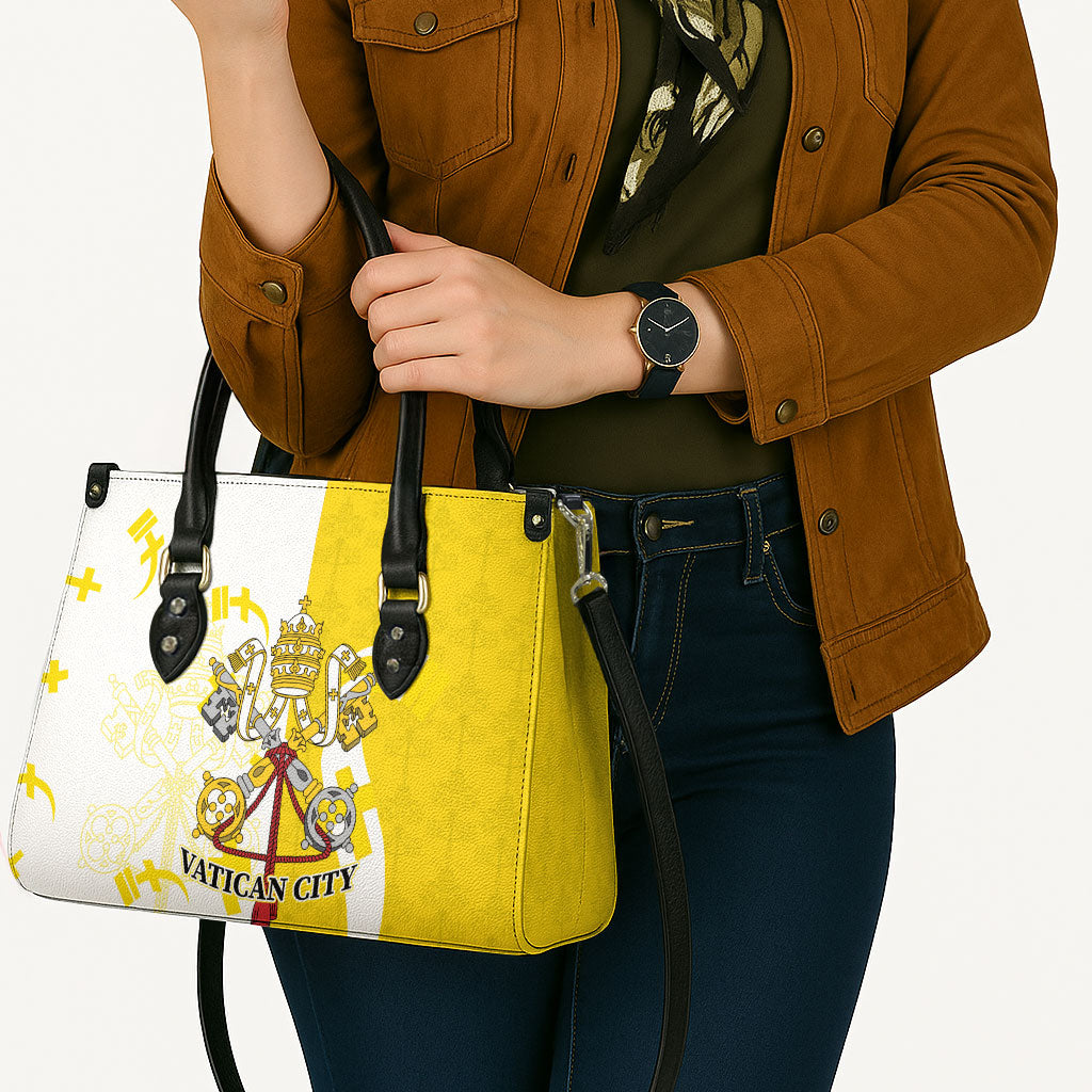 Coat Of Arms Flag of Vatican City Leather Bag Catholic Cross Heritage Symbol
