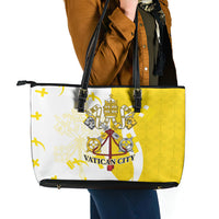 Coat Of Arms Flag of Vatican City Leather Tote Bag Catholic Cross Heritage Symbol