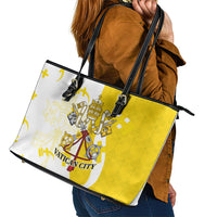 Coat Of Arms Flag of Vatican City Leather Tote Bag Catholic Cross Heritage Symbol