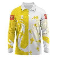 Coat Of Arms Flag of Vatican City Long Sleeve Polo Shirt Catholic Cross Heritage Symbol