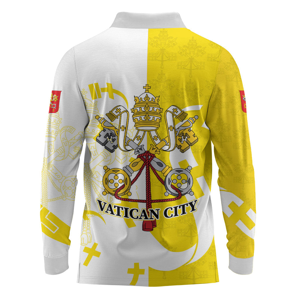 Coat Of Arms Flag of Vatican City Long Sleeve Polo Shirt Catholic Cross Heritage Symbol