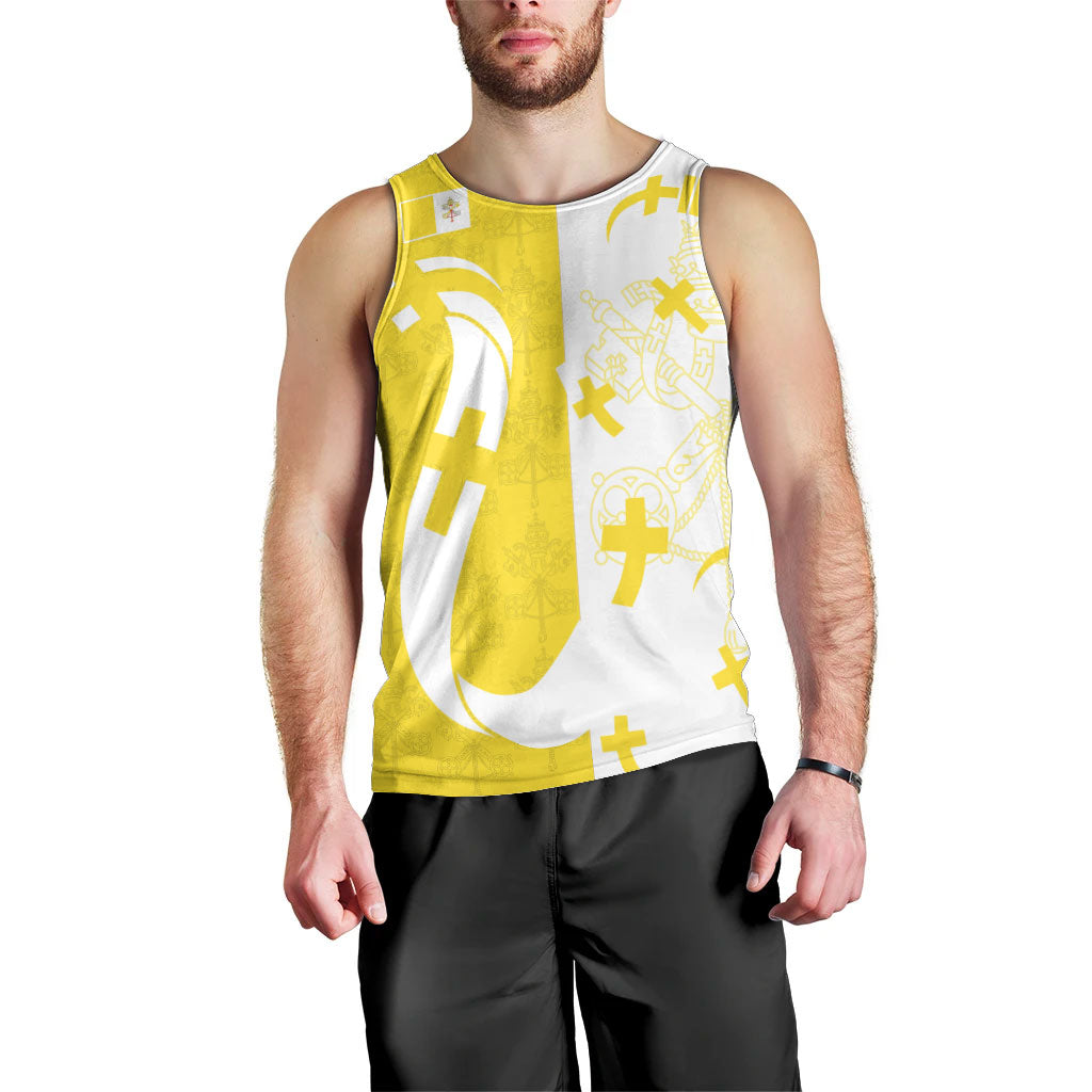 Coat Of Arms Flag of Vatican City Men Tank Top Catholic Cross Heritage Symbol