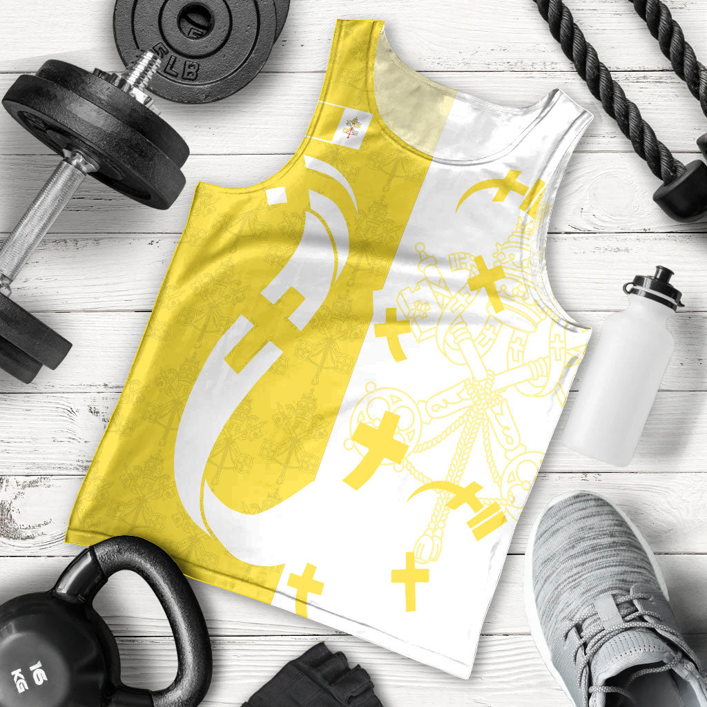 Coat Of Arms Flag of Vatican City Men Tank Top Catholic Cross Heritage Symbol