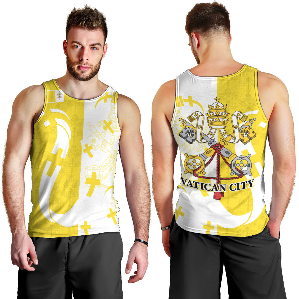 Coat Of Arms Flag of Vatican City Men Tank Top Catholic Cross Heritage Symbol