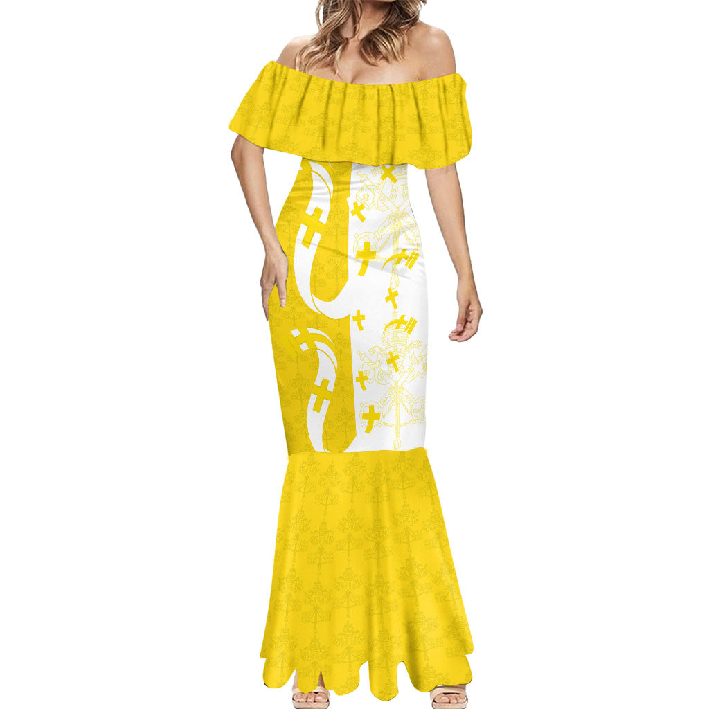 Coat Of Arms Flag of Vatican City Mermaid Dress Catholic Cross Heritage Symbol