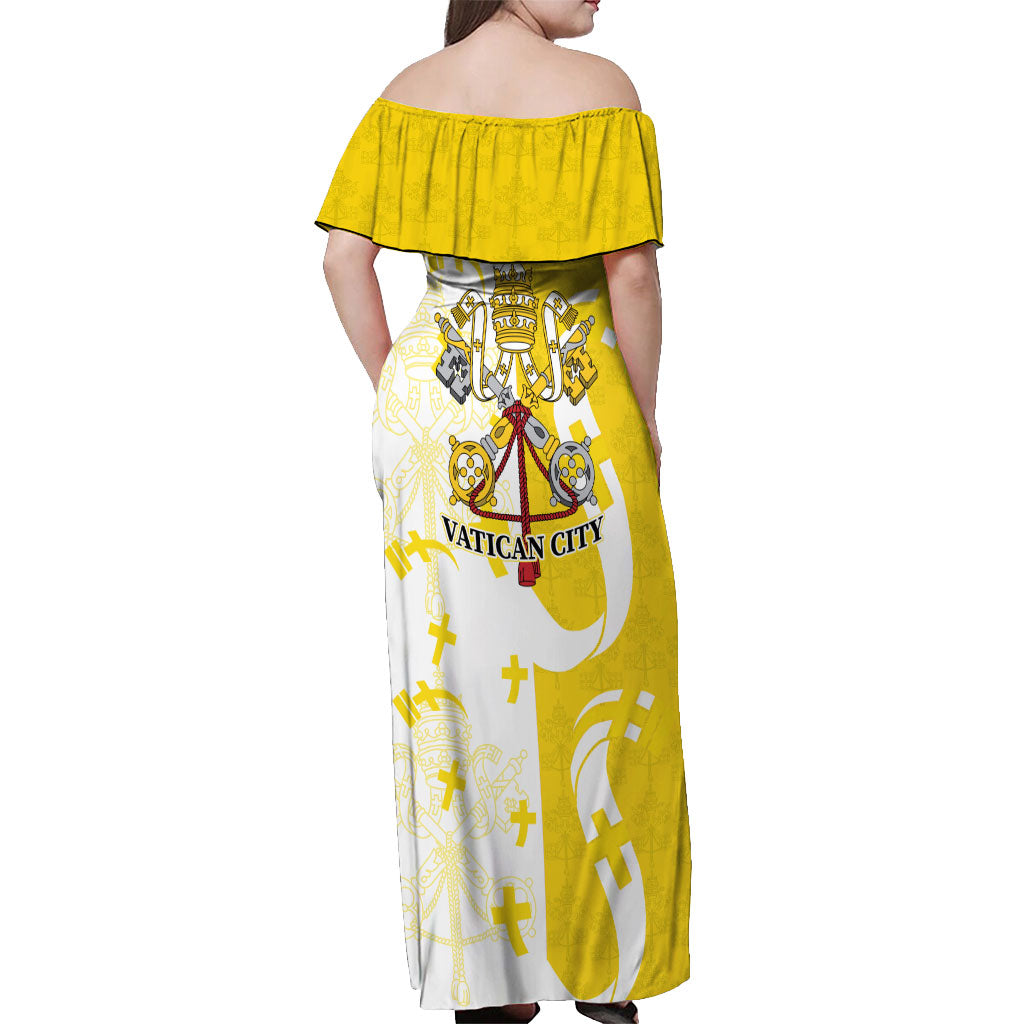 Coat Of Arms Flag of Vatican City Off Shoulder Maxi Dress Catholic Cross Heritage Symbol