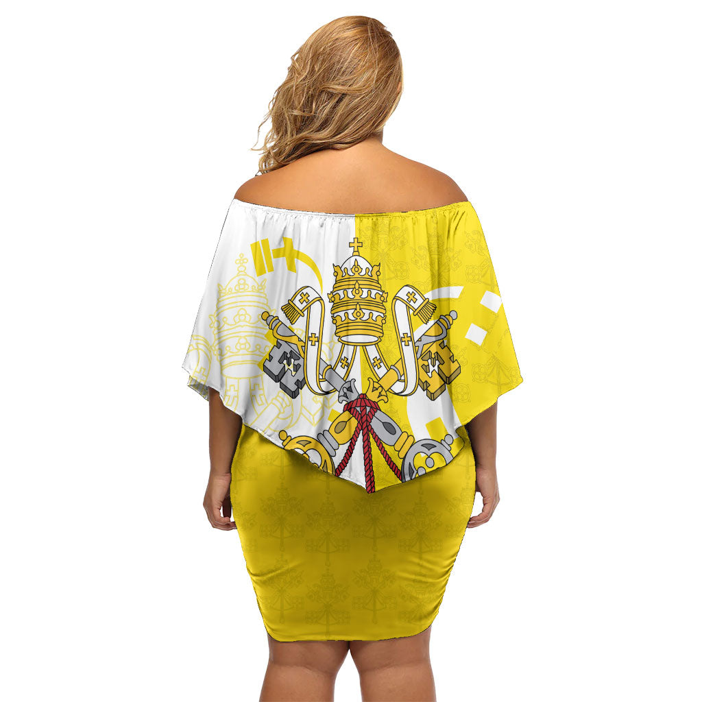 Coat Of Arms Flag of Vatican City Off Shoulder Short Dress Catholic Cross Heritage Symbol