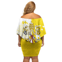 Coat Of Arms Flag of Vatican City Off Shoulder Short Dress Catholic Cross Heritage Symbol