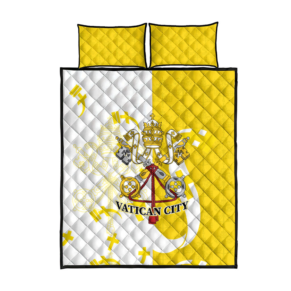 Coat Of Arms Flag of Vatican City Quilt Bed Set Catholic Cross Heritage Symbol