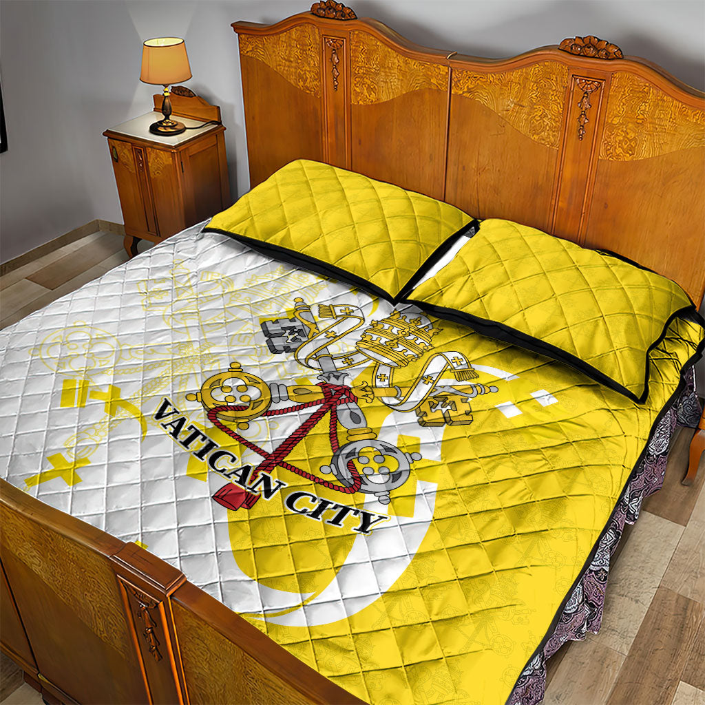 Coat Of Arms Flag of Vatican City Quilt Bed Set Catholic Cross Heritage Symbol