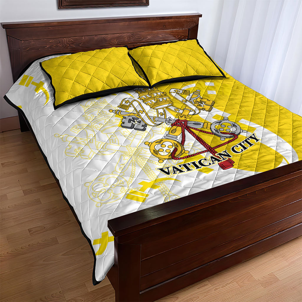 Coat Of Arms Flag of Vatican City Quilt Bed Set Catholic Cross Heritage Symbol
