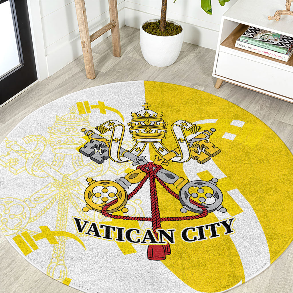 Coat Of Arms Flag of Vatican City Round Carpet Catholic Cross Heritage Symbol
