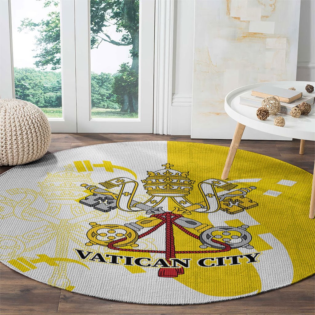 Coat Of Arms Flag of Vatican City Round Carpet Catholic Cross Heritage Symbol