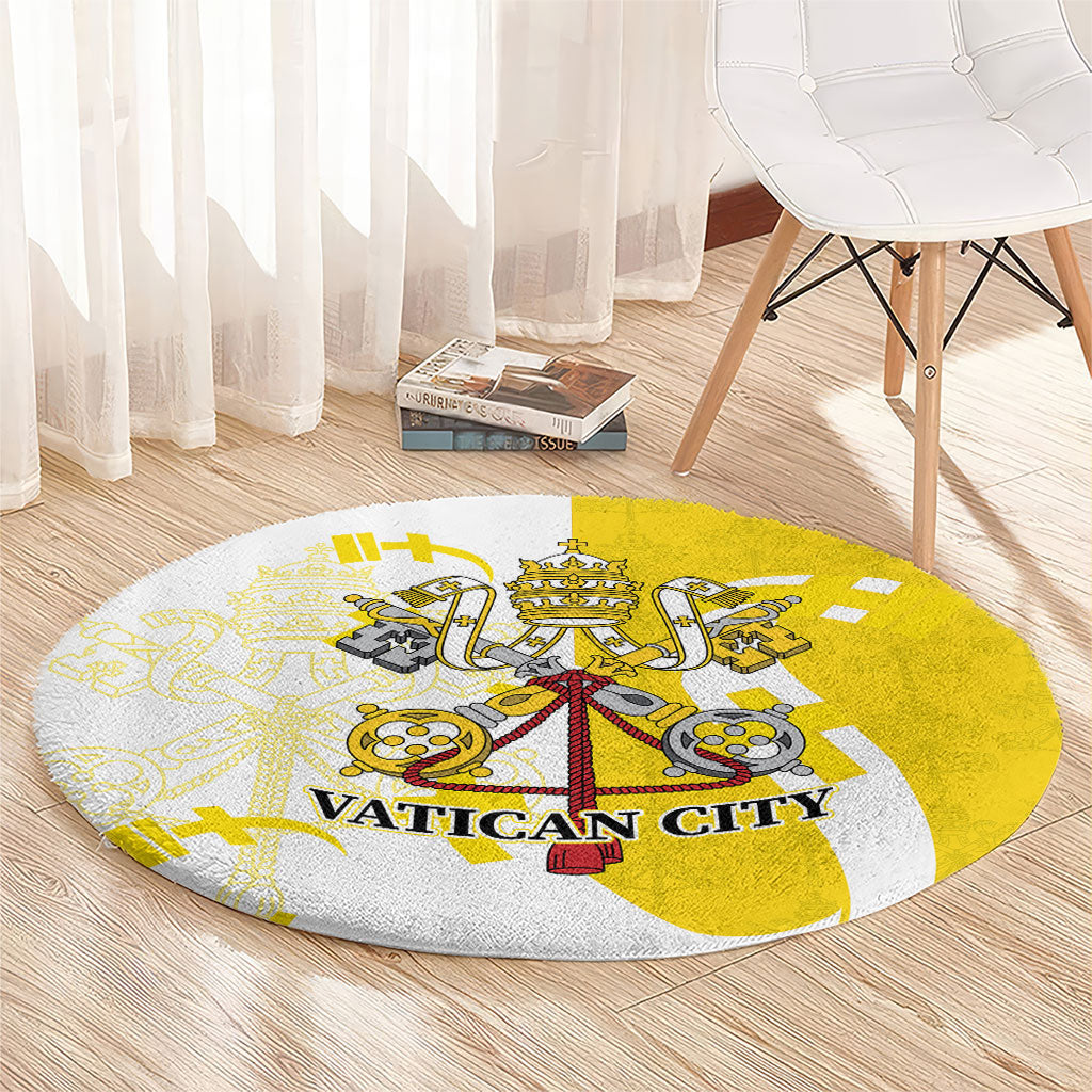 Coat Of Arms Flag of Vatican City Round Carpet Catholic Cross Heritage Symbol