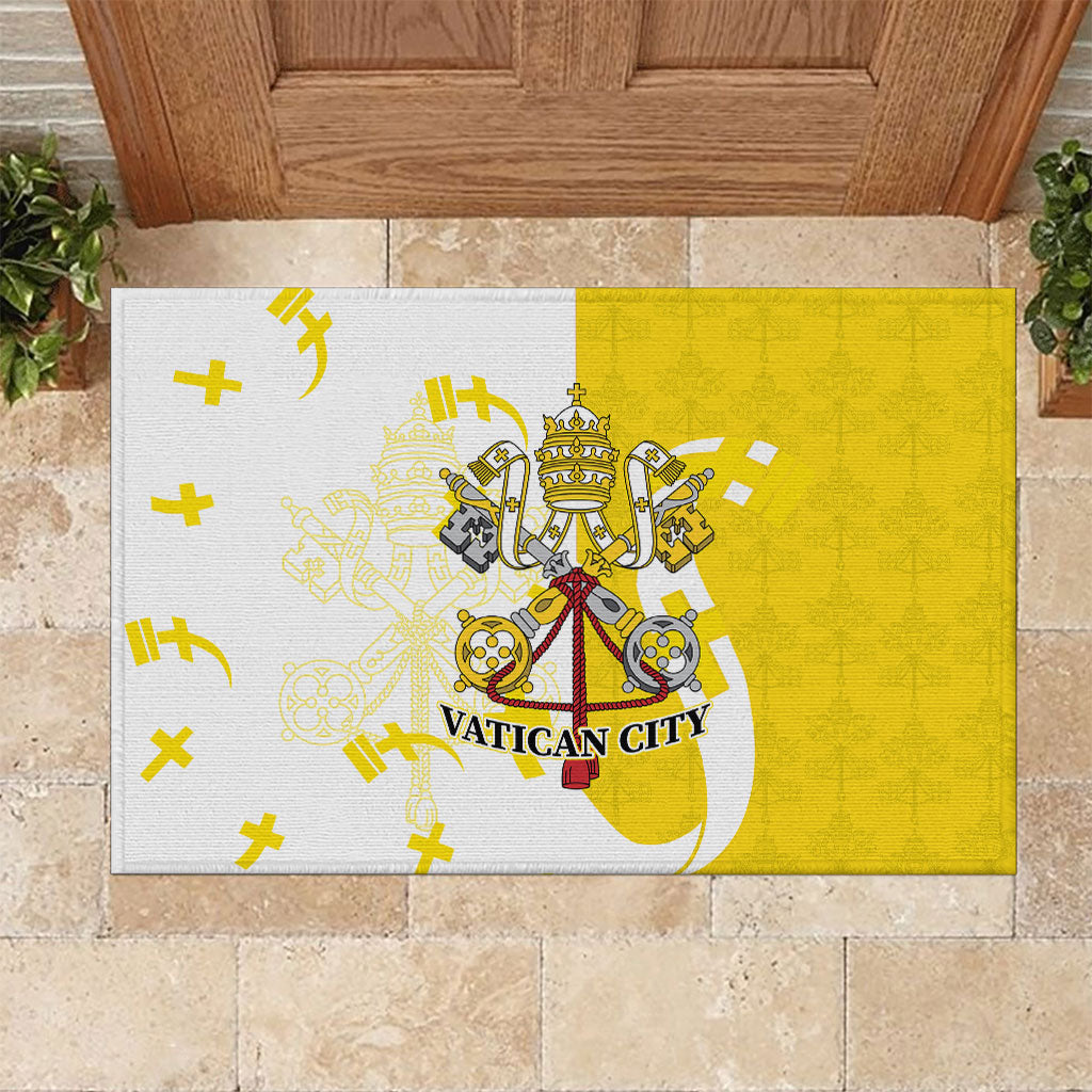 Coat Of Arms Flag of Vatican City Rubber Doormat Catholic Cross Heritage Symbol