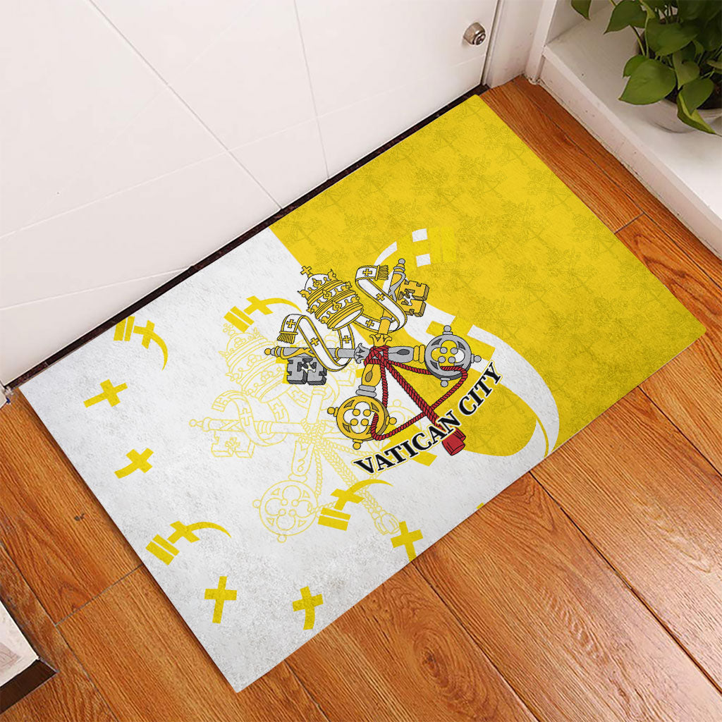 Coat Of Arms Flag of Vatican City Rubber Doormat Catholic Cross Heritage Symbol