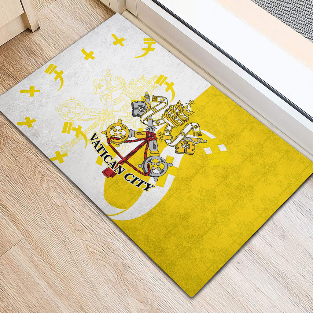 Coat Of Arms Flag of Vatican City Rubber Doormat Catholic Cross Heritage Symbol