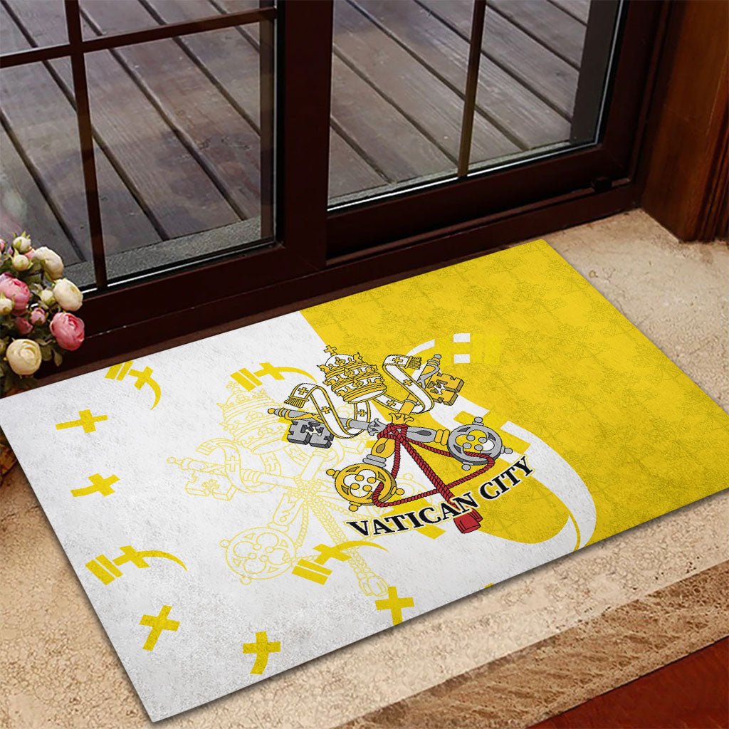 Coat Of Arms Flag of Vatican City Rubber Doormat Catholic Cross Heritage Symbol