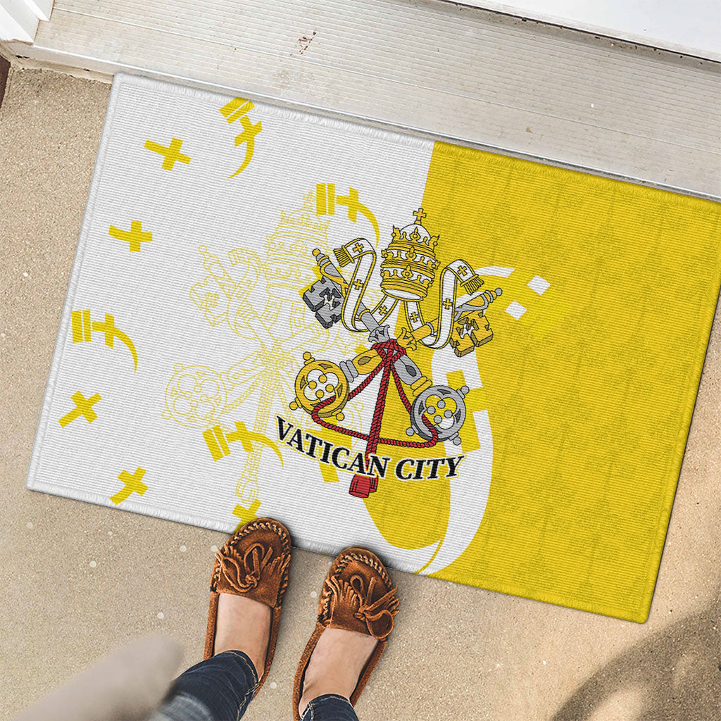 Coat Of Arms Flag of Vatican City Rubber Doormat Catholic Cross Heritage Symbol