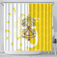 Coat Of Arms Flag of Vatican City Shower Curtain Catholic Cross Heritage Symbol