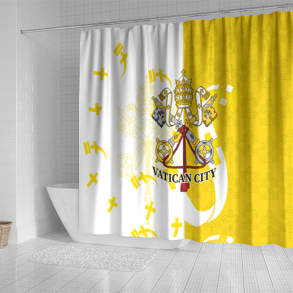 Coat Of Arms Flag of Vatican City Shower Curtain Catholic Cross Heritage Symbol