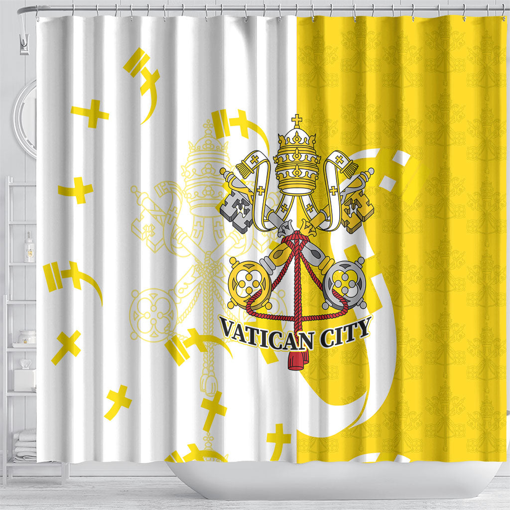 Coat Of Arms Flag of Vatican City Shower Curtain Catholic Cross Heritage Symbol