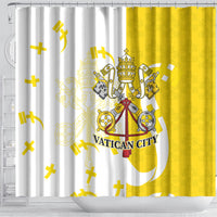 Coat Of Arms Flag of Vatican City Shower Curtain Catholic Cross Heritage Symbol