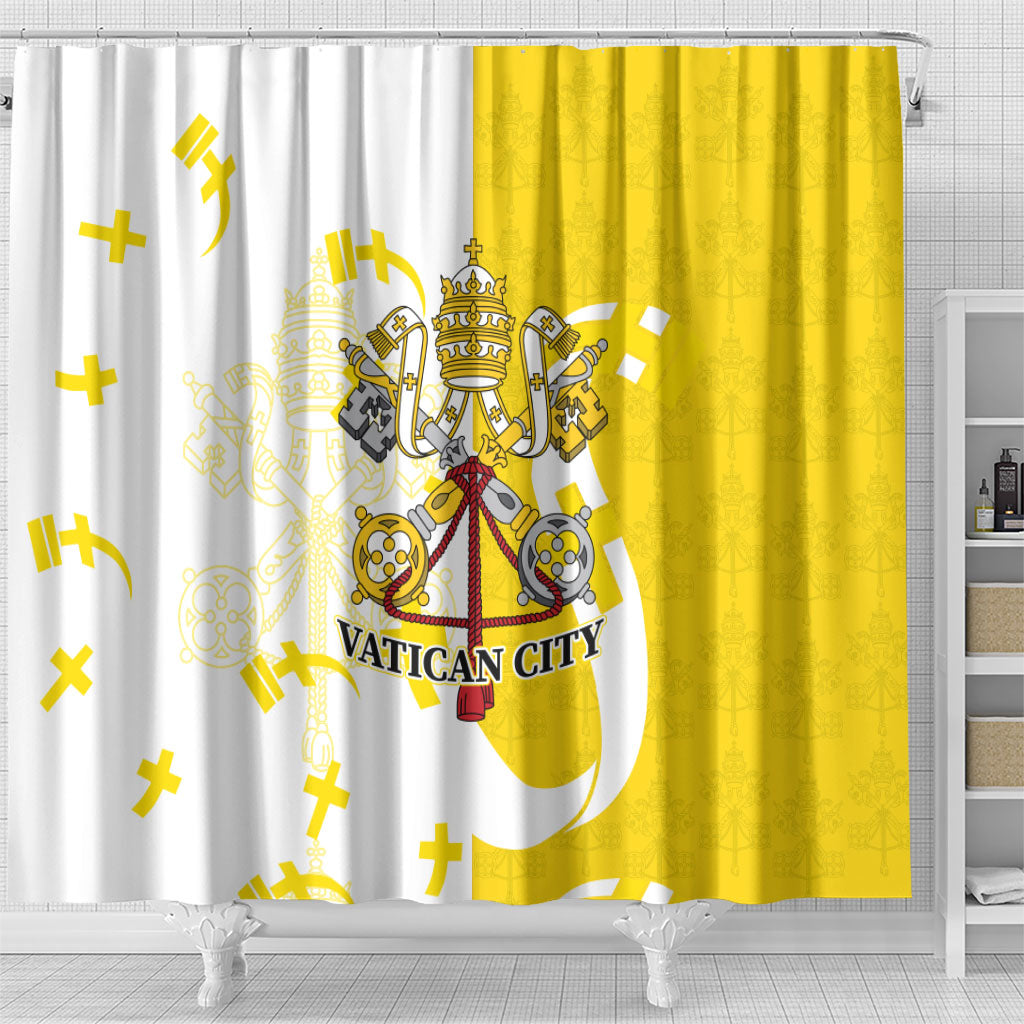 Coat Of Arms Flag of Vatican City Shower Curtain Catholic Cross Heritage Symbol