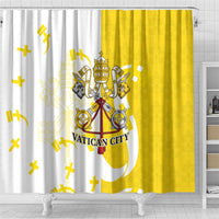 Coat Of Arms Flag of Vatican City Shower Curtain Catholic Cross Heritage Symbol