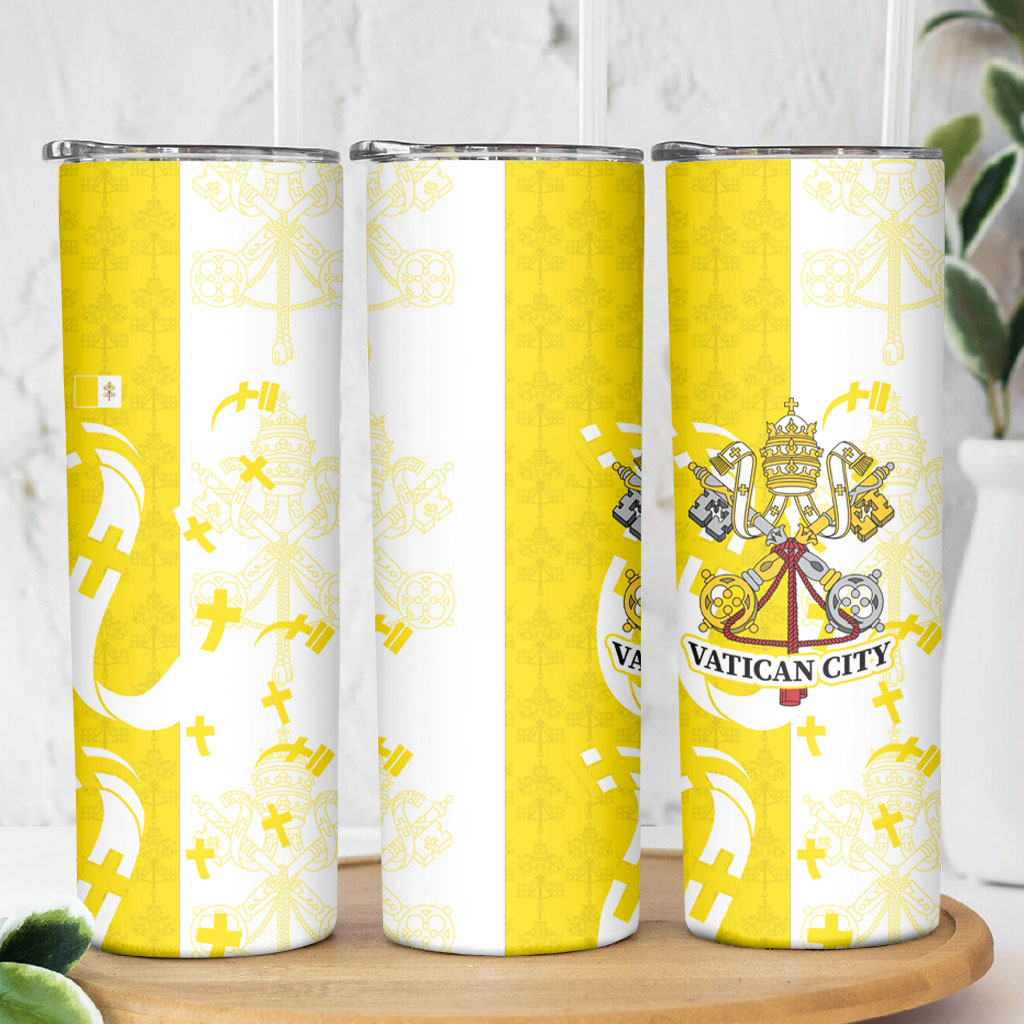 Coat Of Arms Flag of Vatican City Skinny Tumbler Catholic Cross Heritage Symbol