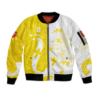Coat Of Arms Flag of Vatican City Sleeve Zip Bomber Jacket Catholic Cross Heritage Symbol