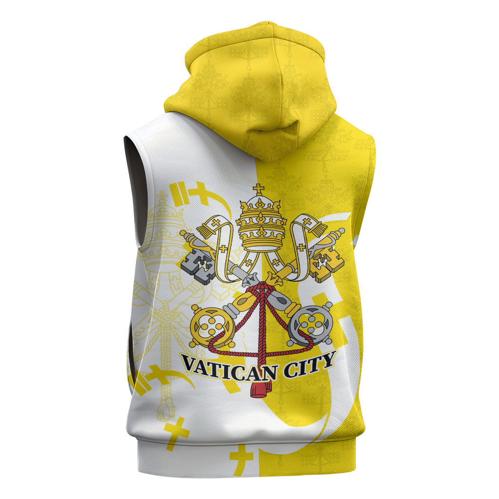 Coat Of Arms Flag of Vatican City Sleeveless Zip Hoodie Catholic Cross Heritage Symbol
