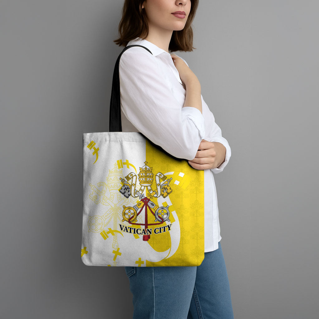 Coat Of Arms Flag of Vatican City Tote Bag Catholic Cross Heritage Symbol