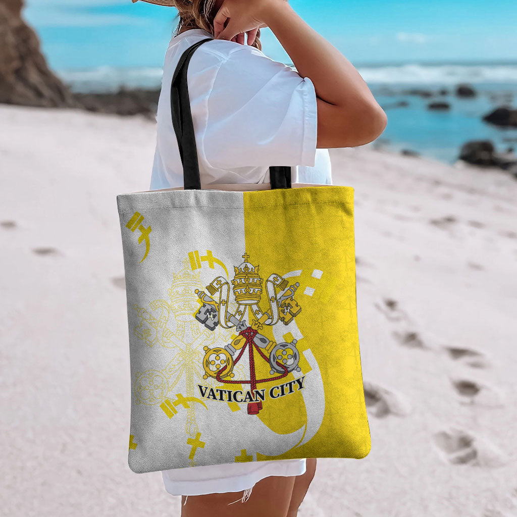 Coat Of Arms Flag of Vatican City Tote Bag Catholic Cross Heritage Symbol