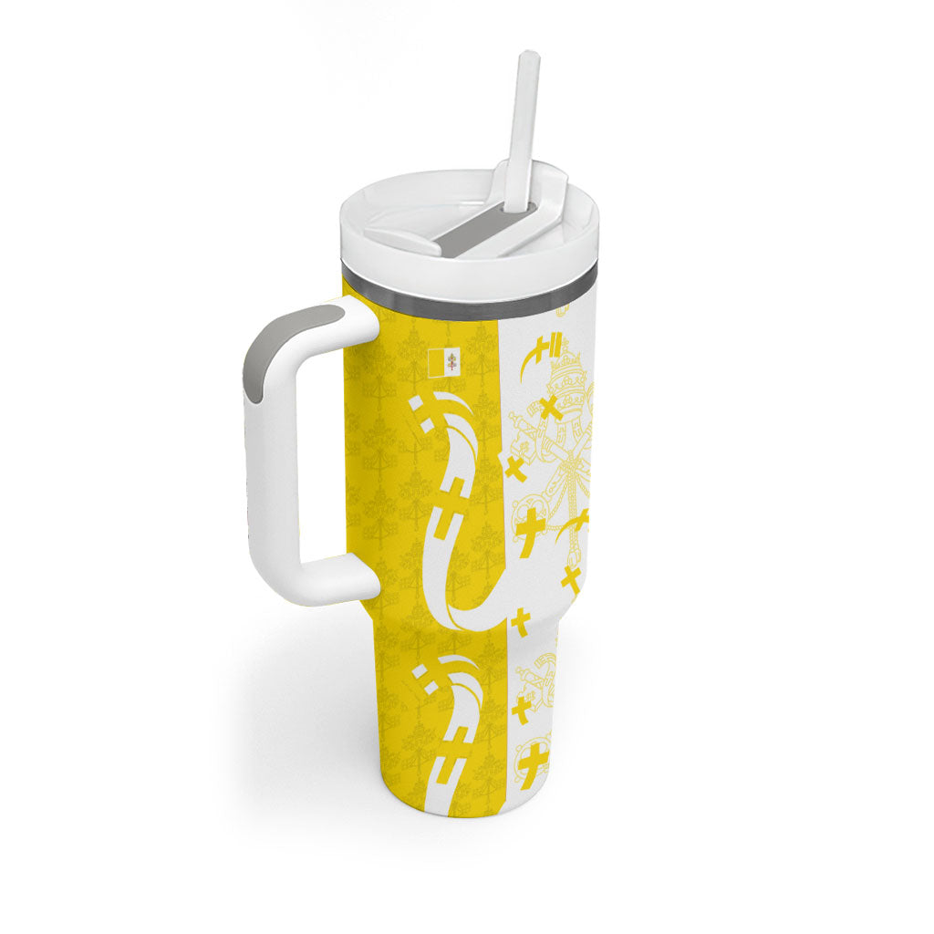 Coat Of Arms Flag of Vatican City Tumbler With Handle Catholic Cross Heritage Symbol