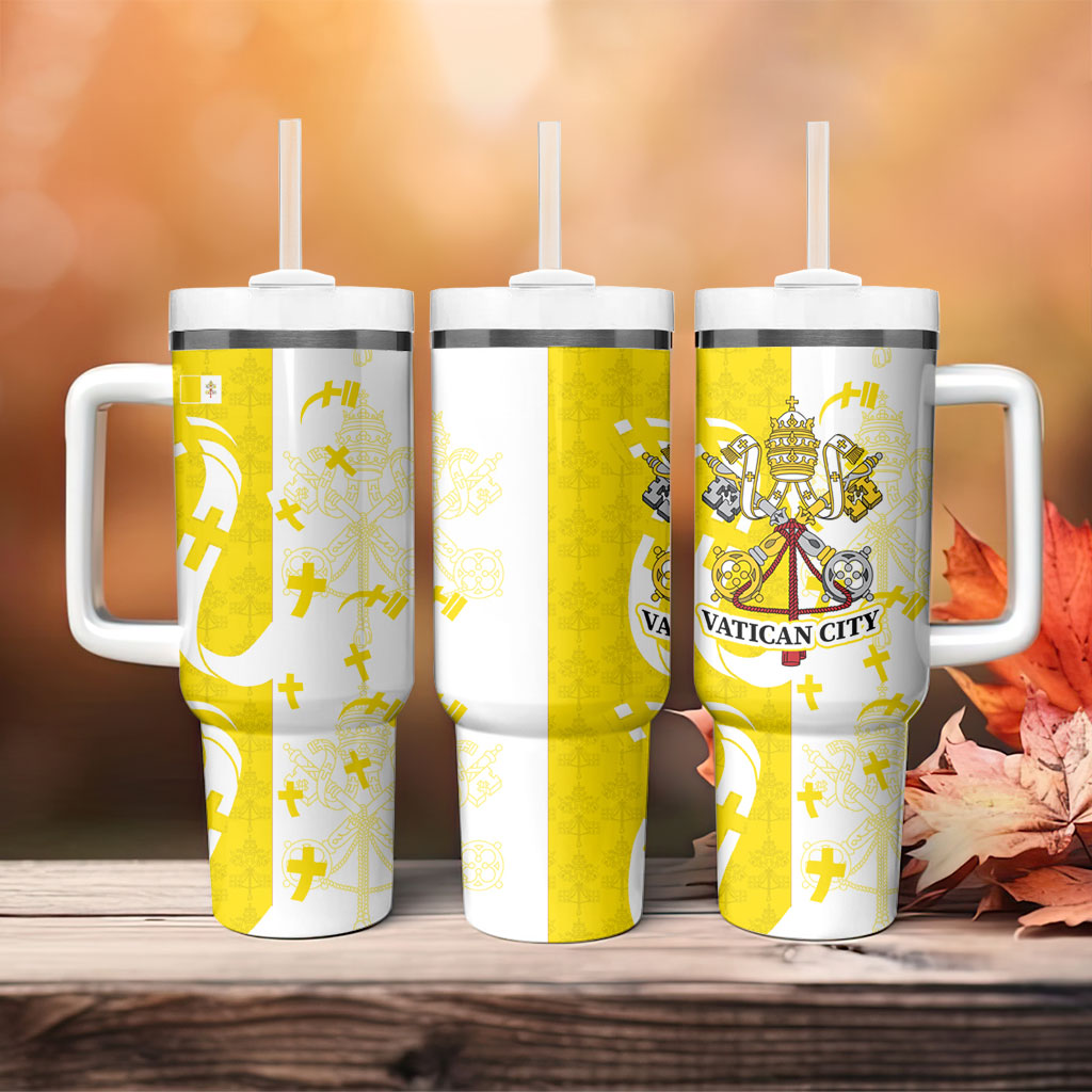 Coat Of Arms Flag of Vatican City Tumbler With Handle Catholic Cross Heritage Symbol