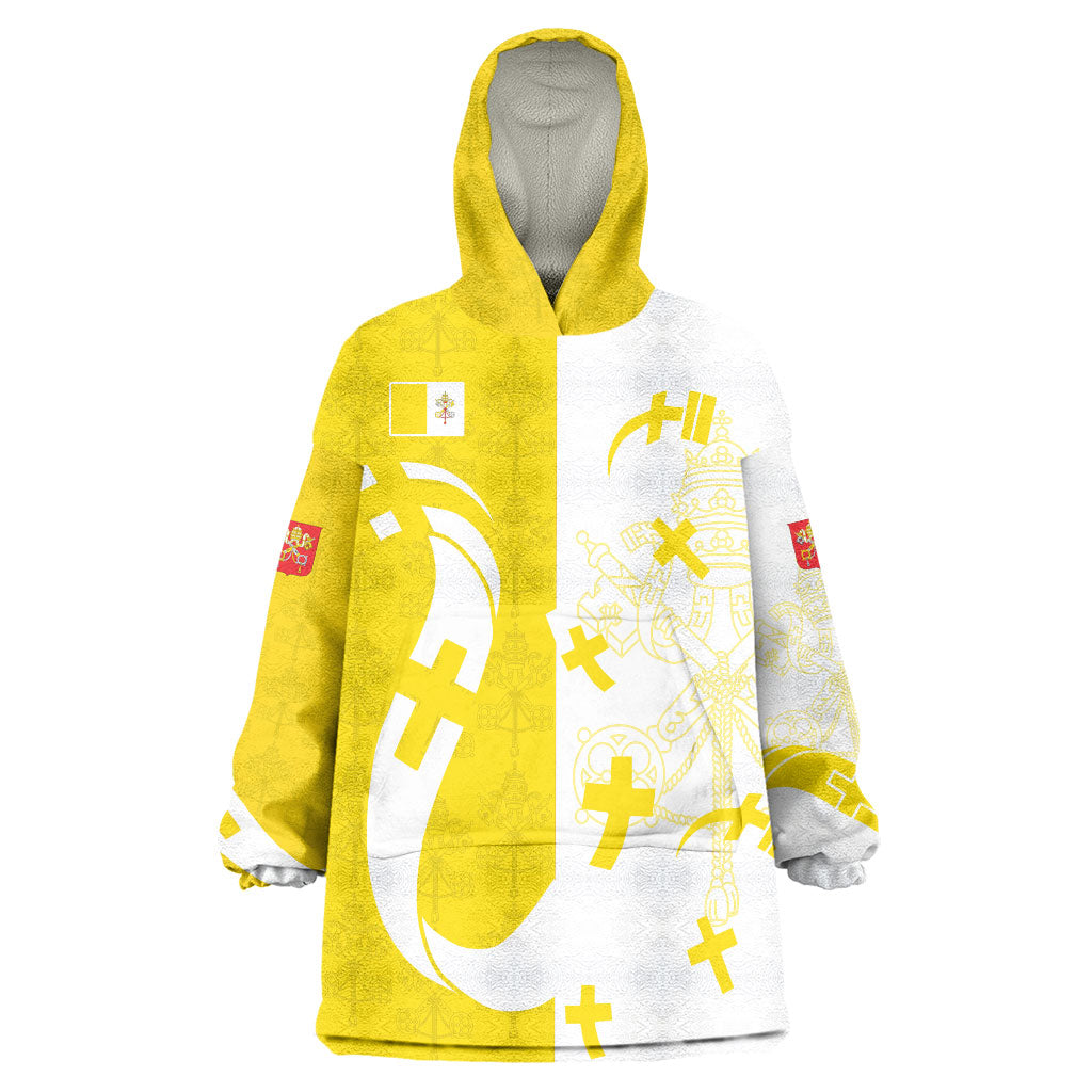 Coat Of Arms Flag of Vatican City Wearable Blanket Hoodie Catholic Cross Heritage Symbol