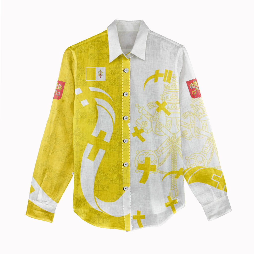 Coat Of Arms Flag of Vatican City Women Casual Shirt Catholic Cross Heritage Symbol