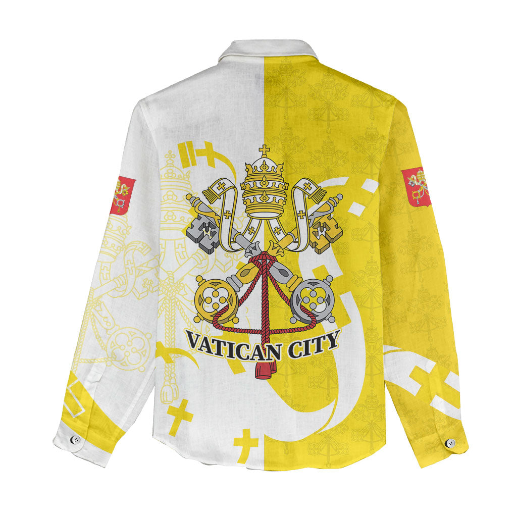 Coat Of Arms Flag of Vatican City Women Casual Shirt Catholic Cross Heritage Symbol