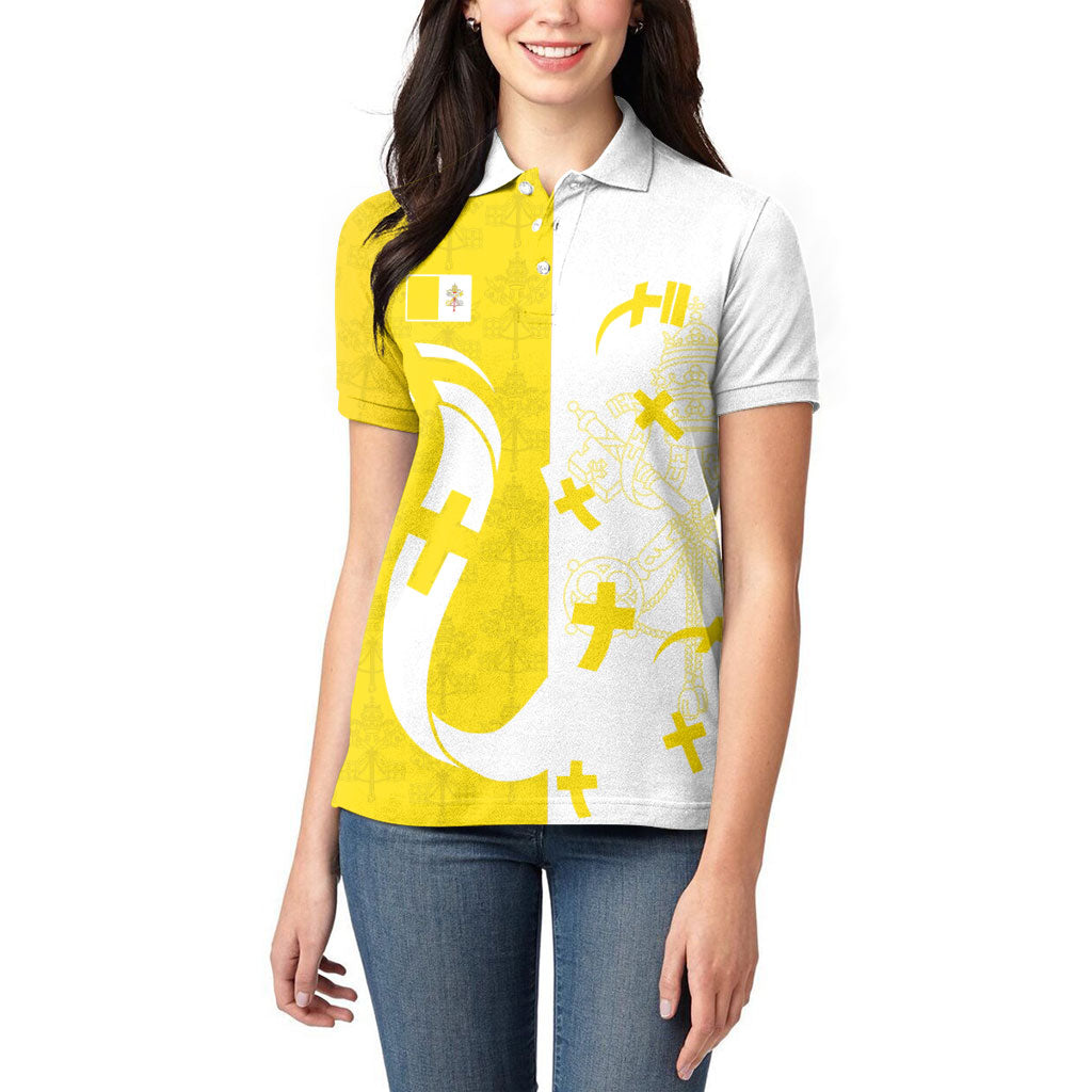 Coat Of Arms Flag of Vatican City Women Polo Shirt Catholic Cross Heritage Symbol