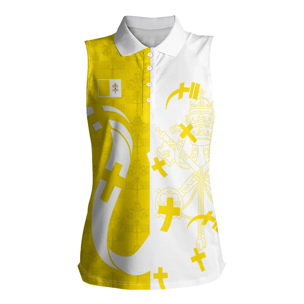 Coat Of Arms Flag of Vatican City Women Sleeveless Polo Shirt Catholic Cross Heritage Symbol