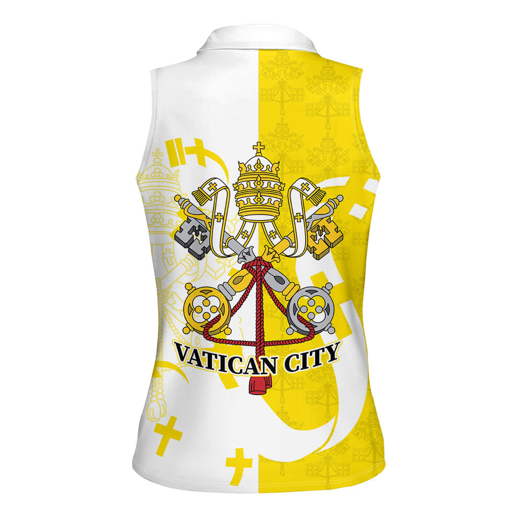 Coat Of Arms Flag of Vatican City Women Sleeveless Polo Shirt Catholic Cross Heritage Symbol