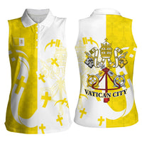 Coat Of Arms Flag of Vatican City Women Sleeveless Polo Shirt Catholic Cross Heritage Symbol