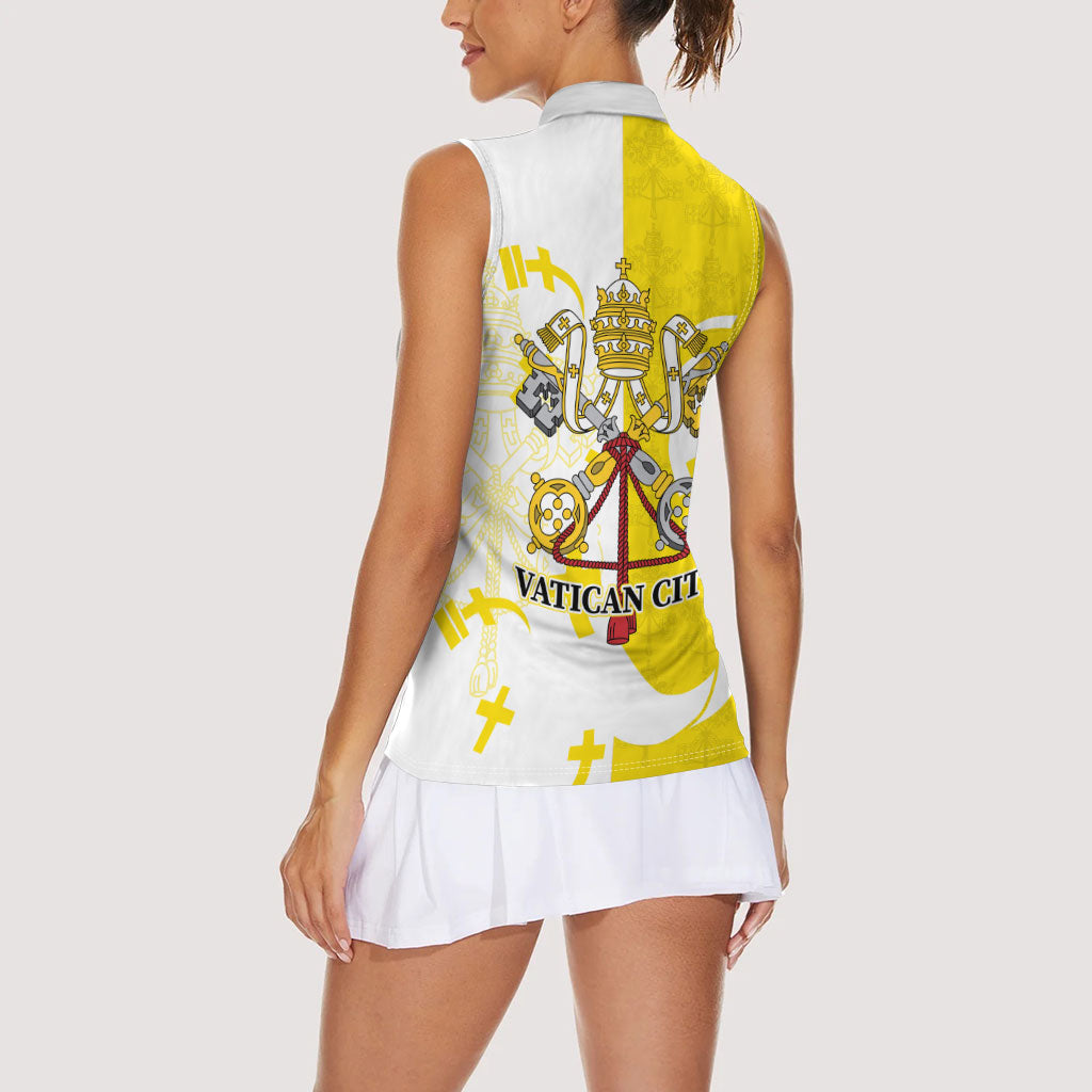 Coat Of Arms Flag of Vatican City Women Sleeveless Polo Shirt Catholic Cross Heritage Symbol