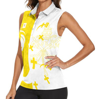 Coat Of Arms Flag of Vatican City Women Sleeveless Polo Shirt Catholic Cross Heritage Symbol