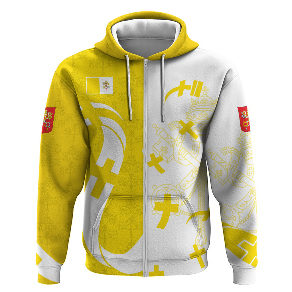 Coat Of Arms Flag of Vatican City Zip Hoodie Catholic Cross Heritage Symbol