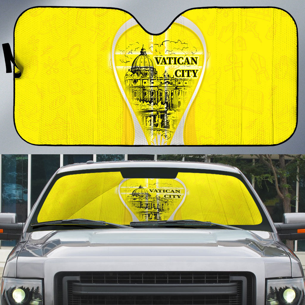 Saint Peters Basilica Vatican City Auto Sun Shade Basilica Dome Catholic Cross Religious - Coat Of Arms Sketch Art