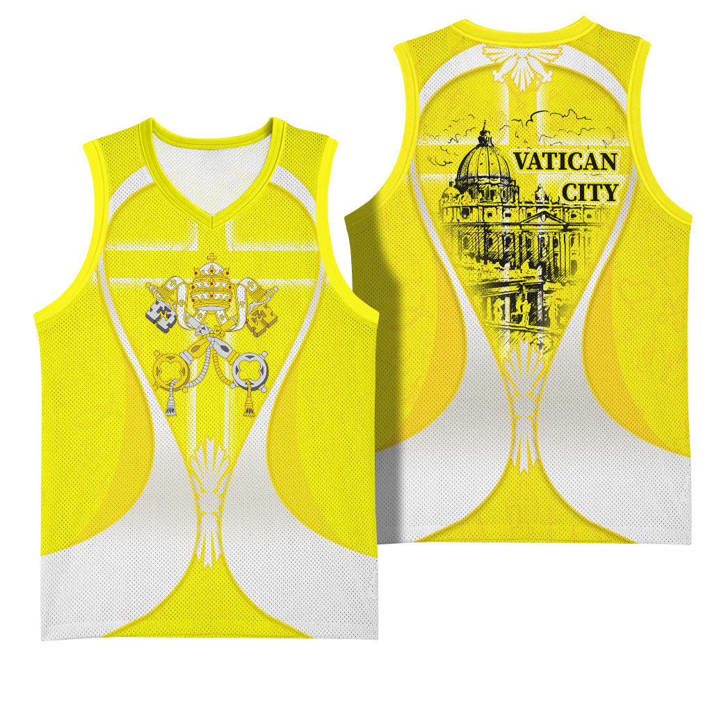 Saint Peters Basilica Vatican City Basketball Jersey Basilica Dome Catholic Cross Religious - Coat Of Arms Sketch Art