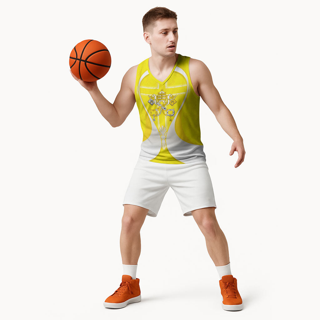 Saint Peters Basilica Vatican City Basketball Jersey Basilica Dome Catholic Cross Religious - Coat Of Arms Sketch Art